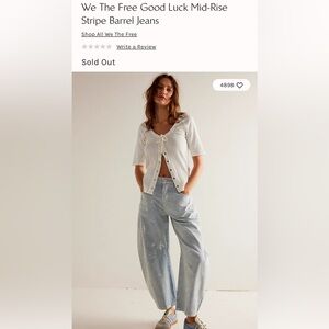 Free People Mid Rise Barrell Jeans - Railroad Tracks